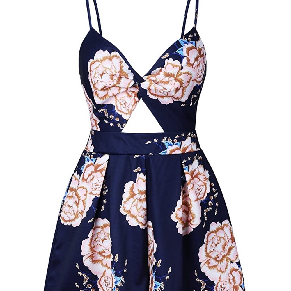 Summer v neck floral spaghetti strap romper